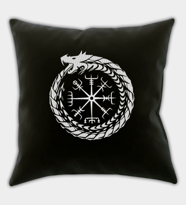 Midgårdsormen broderet dekorativt pudebetræk