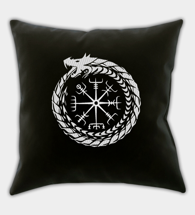 Midgårdsormen broderet dekorativt pudebetræk Midgårdsormen broderet dekorativt pudebetræk