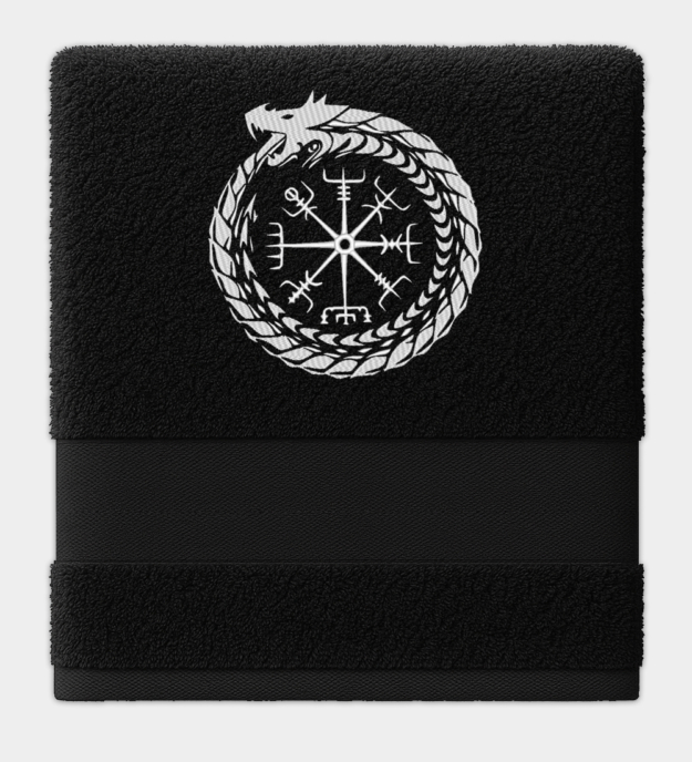 Midgårdsormen broderet håndklæde