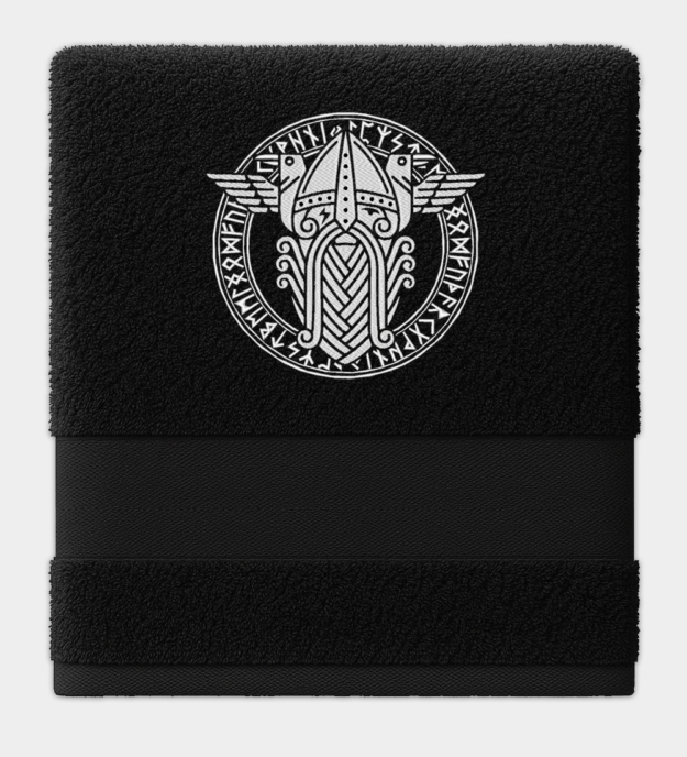 Odin / Wotan broderet håndklæde