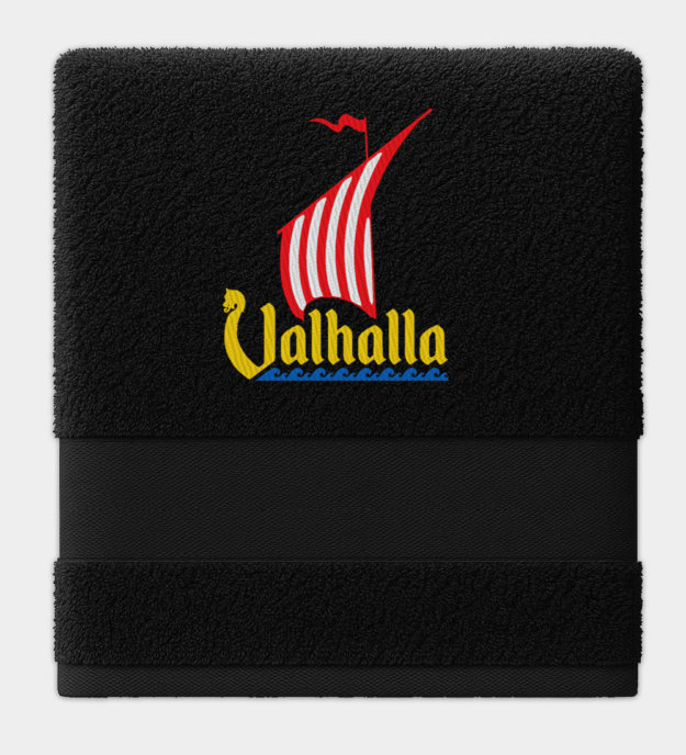 Viking Drageskib broderet håndklæde