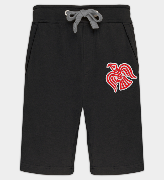 Vikingravnmotiv broderede bermudashorts